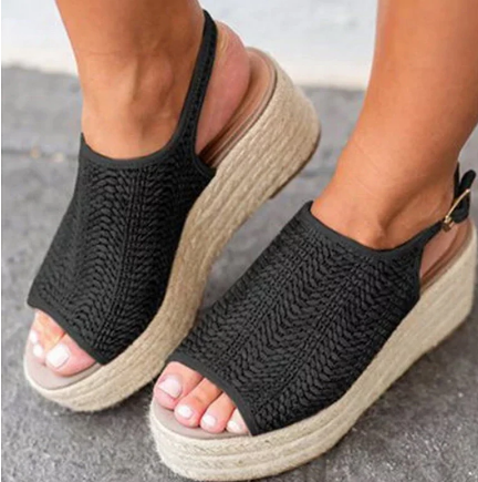 LASPERAL Summer Women Hemp Sandals Fashion Female Beach Shoes Wedge Heels Shoes Comfortable Platform Shoes Plus Size 43
